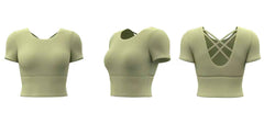 Peach Back Cross Bra Short Sleeve
