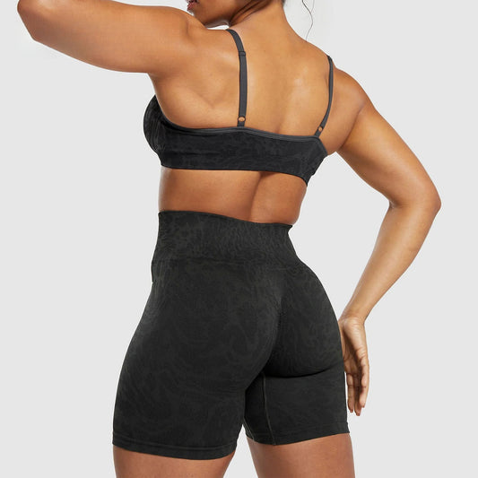 Shark Style Leopard Seamless Breathable Yoga Pants Running Fitness Shorts Outdoor Twist Knot Beautiful Back Yoga Bra for Women
